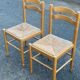 4 solid wood chairs with straw and fabric
