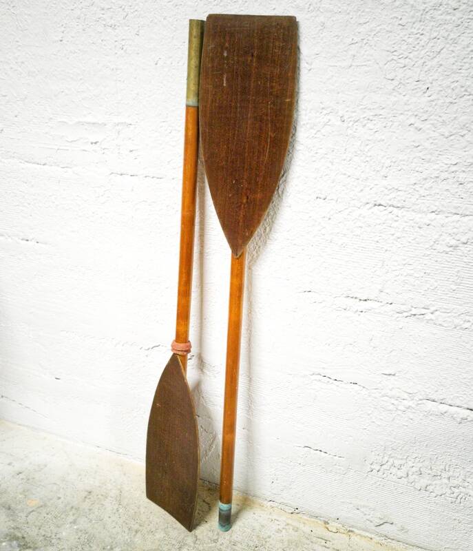 Pair of old wooden oars