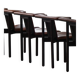 Hans Olsen, Set of 4 Frederik VII dining chairs, oak and leather, mid-20th century