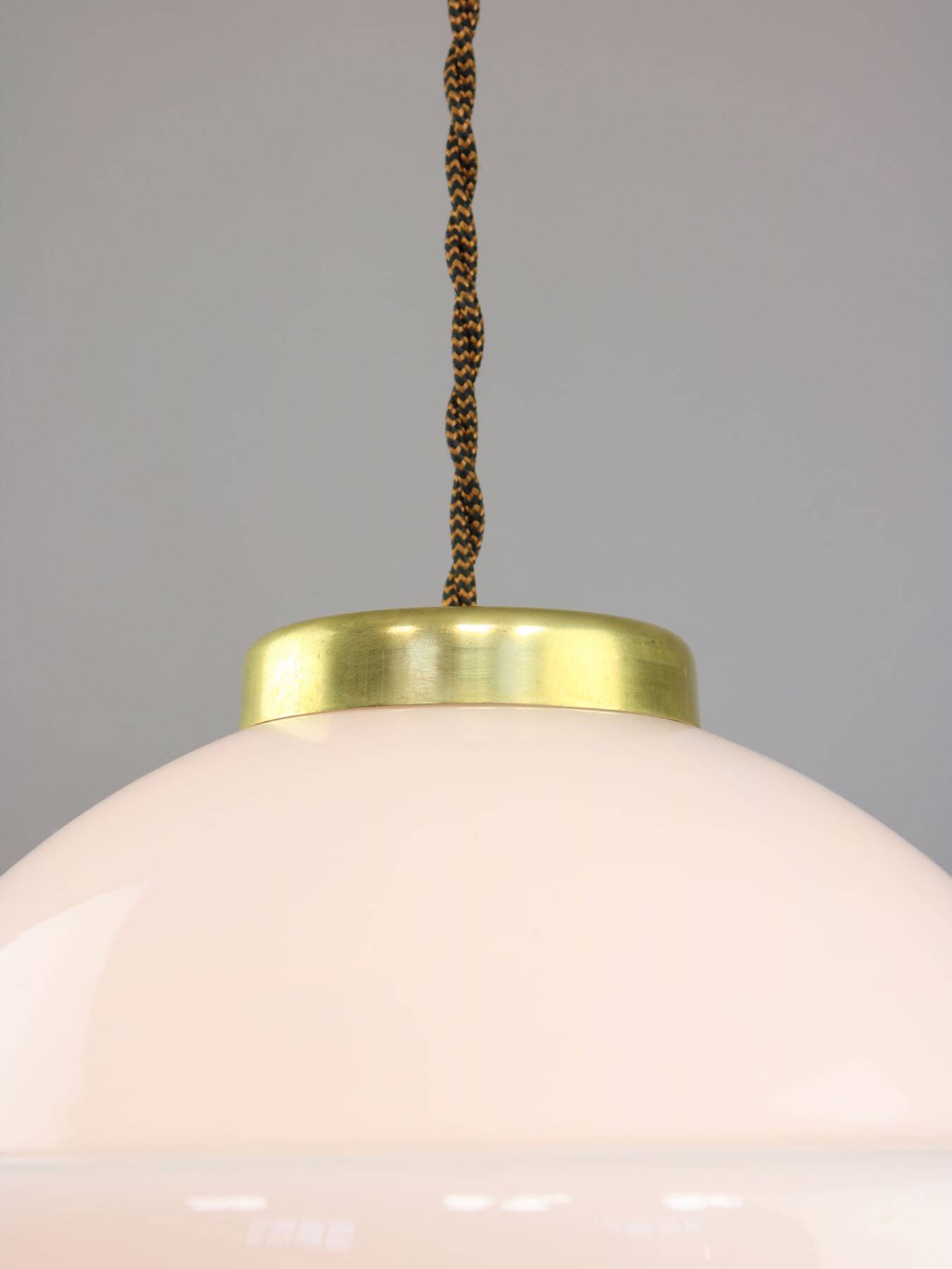 Mid-Century Italian Opaline and Brass Pendant Lamp