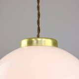 Mid-Century Italian Opaline and Brass Pendant Lamp