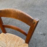 3 chaises bois massif paillées taille enfant