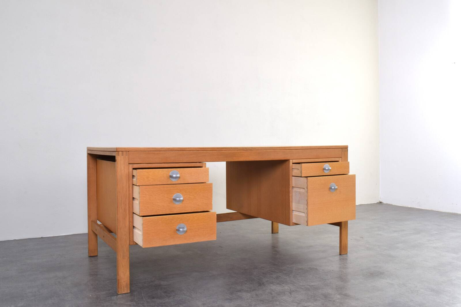 Mid-Century Oak Desk by Chr. Rasmussen for Randers Møbelfabrik, 1970s.