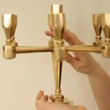 Swedish vintage brass seven arm candelabra by Gusum