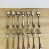 7 vintage silver plated forks and 7 spoons