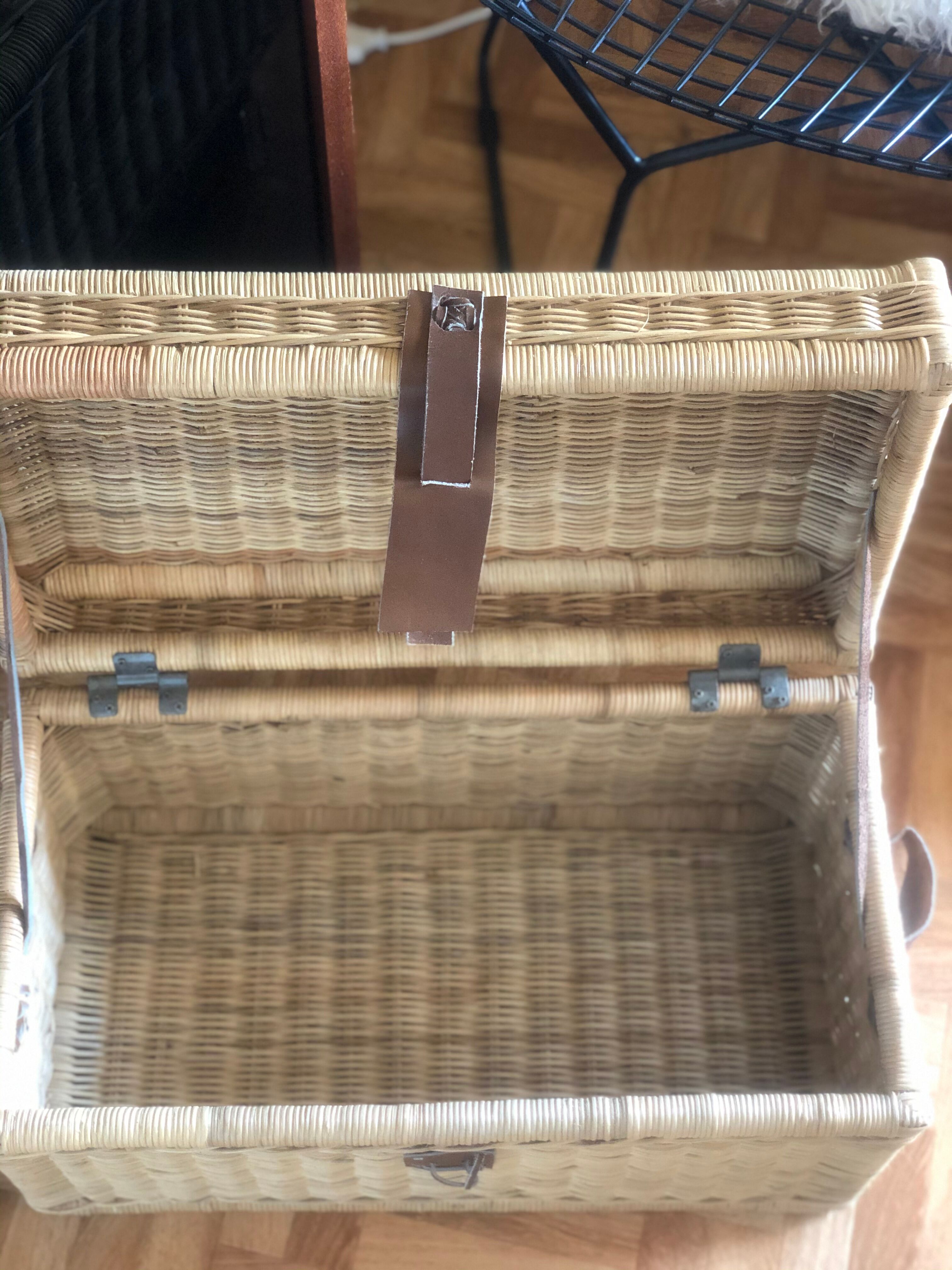 Rattan and leather trunk