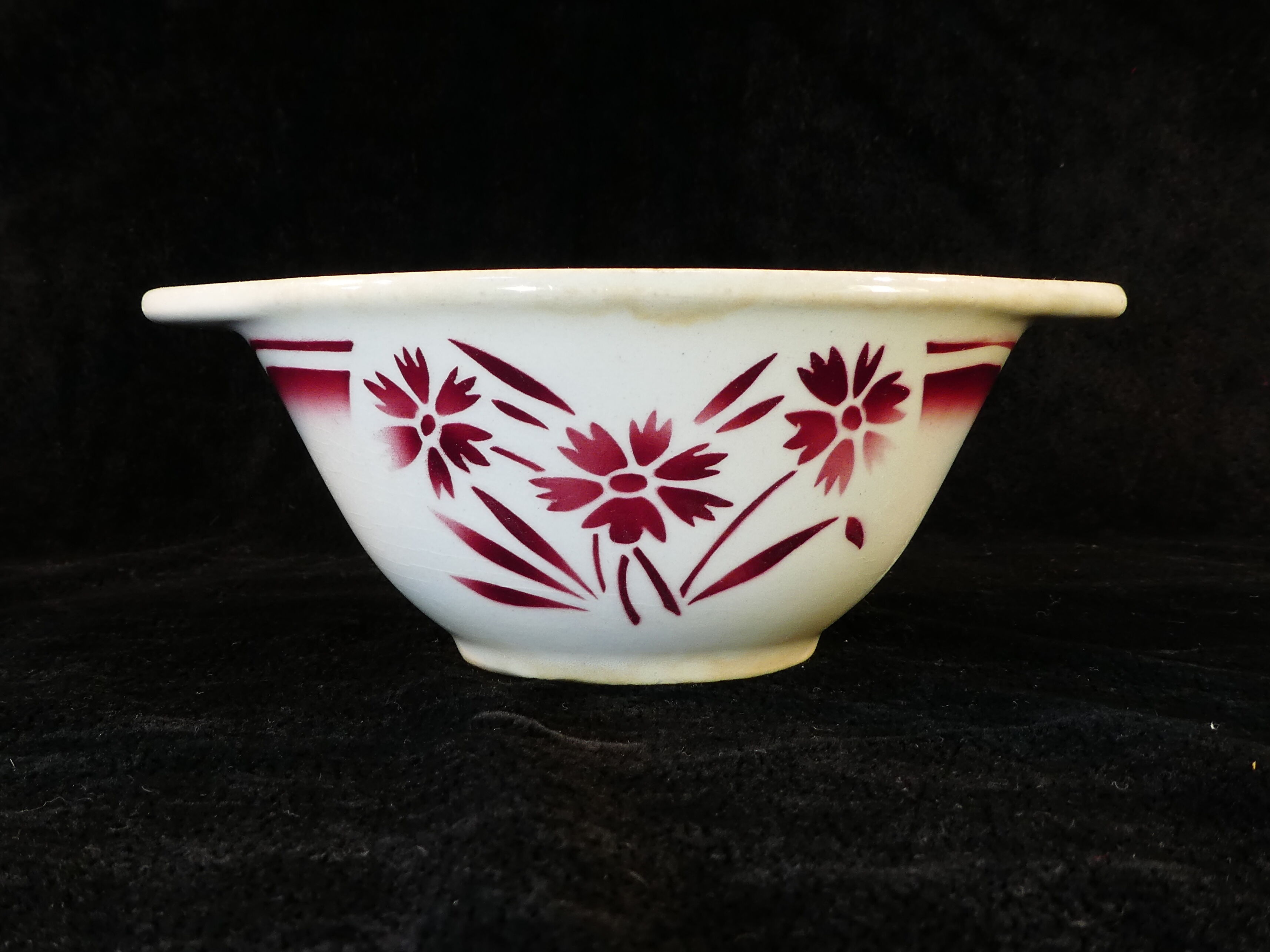 faience sausage bowl of BADONVILLER FB FENAL FRERES decoration FLEUR ROUGE
