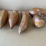 Lot of carved wooden fruits