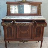 Buffet desserte Louis XVI en placage d'acajou et marqueterie de bois précie