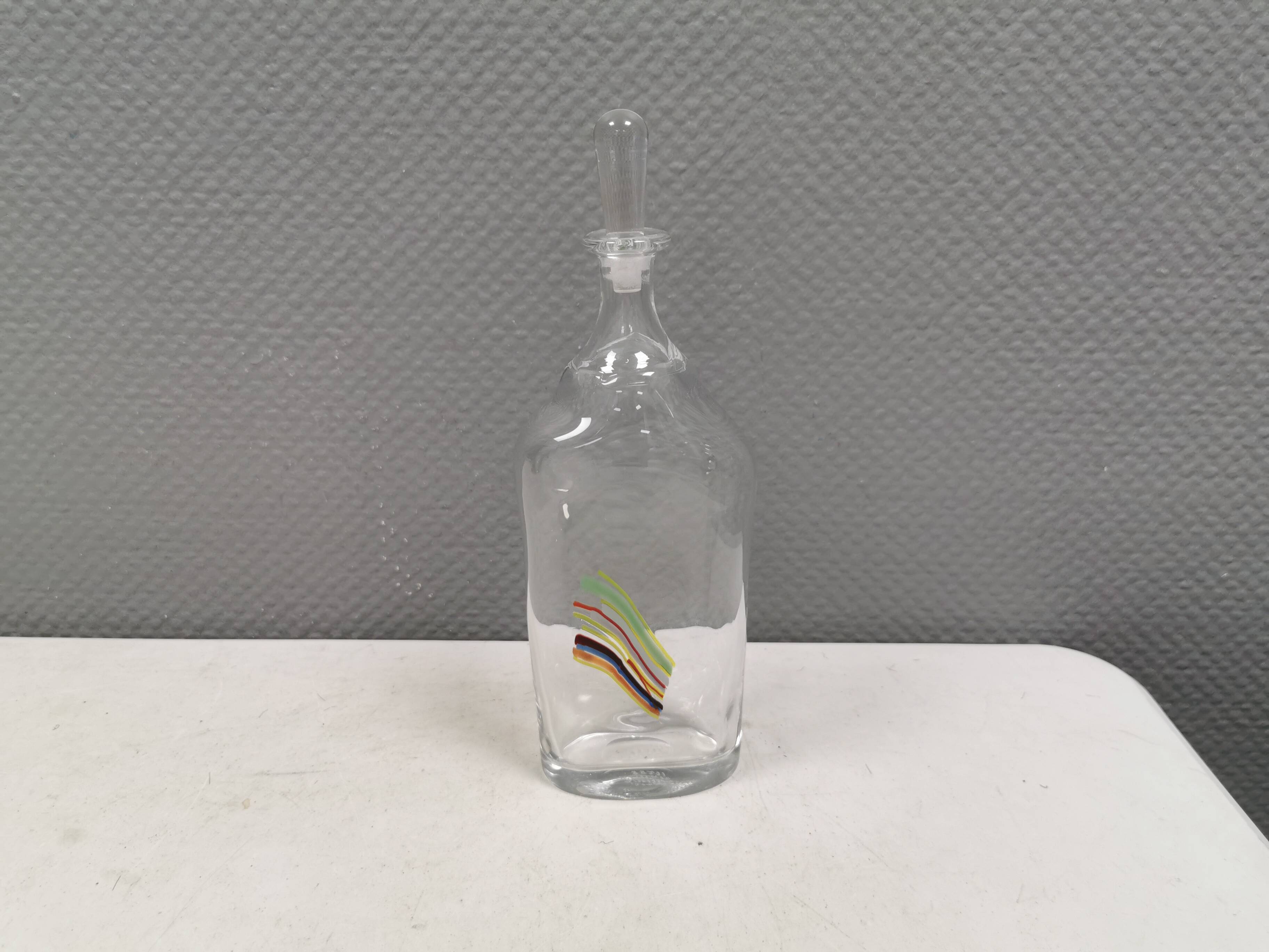 A  Bertil Vallien carafe with stopper for Kosta Boda, 1980s. Rainbow series