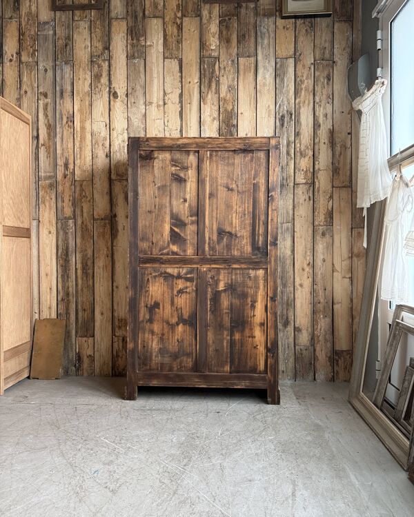 Petite vitrine ancienne en pin (restaurée)