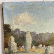Oil on canvas landscape of Brittany by Lucien Ferriot, Dolmens.