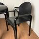 Knoll Orsay set – table & 4 chairs – black lacquered steel & faux leather