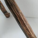 Tripod stool solid wood folk art 60s