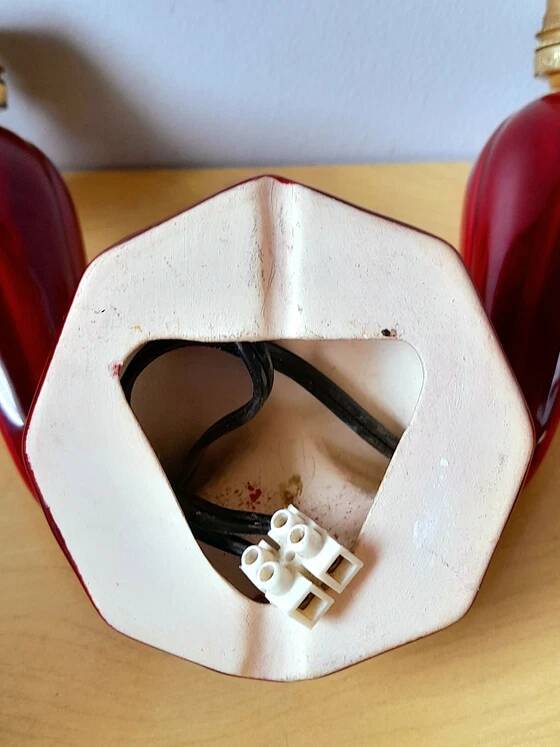 Red Art Deco ceramic wall light