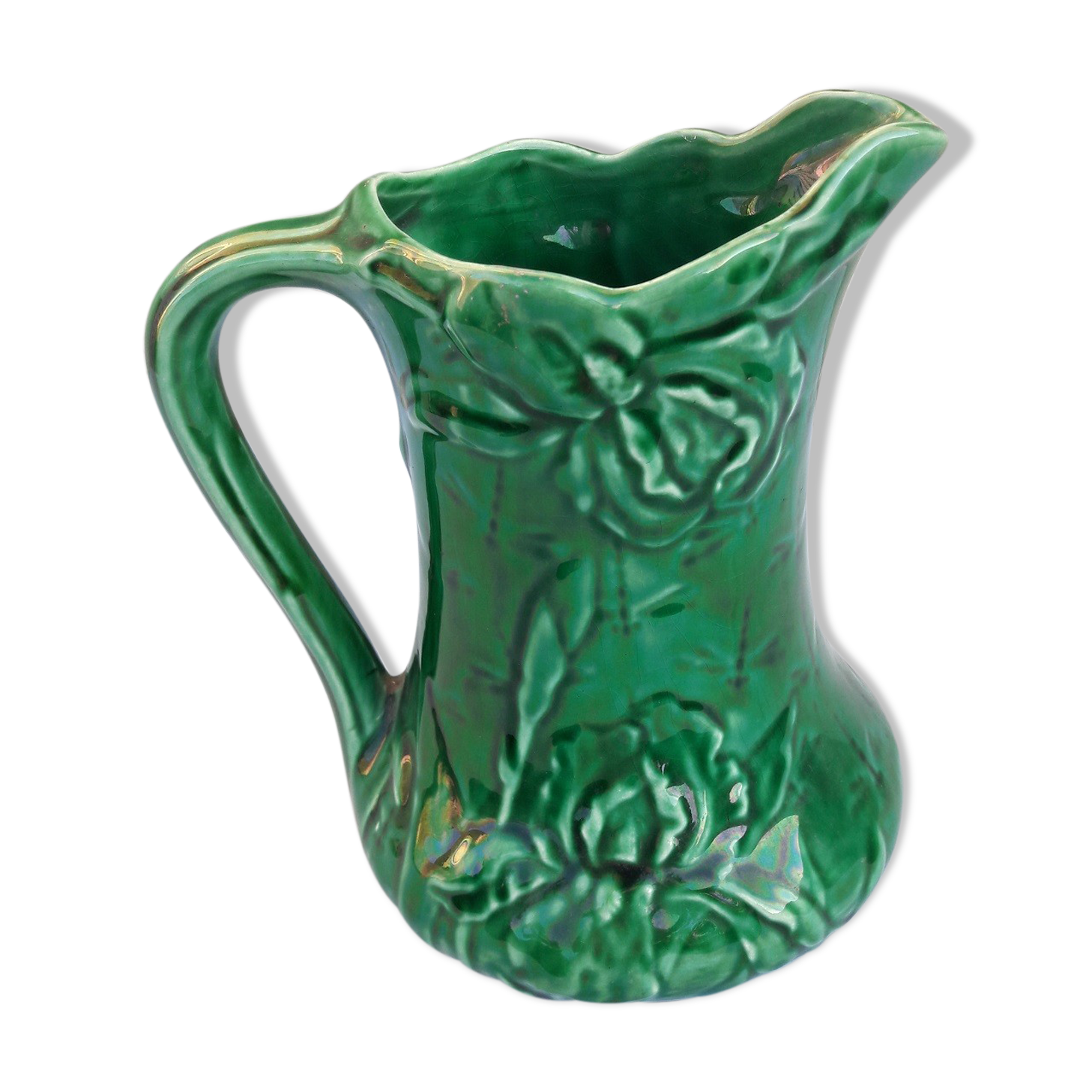 Green ceramic pitcher