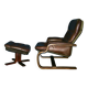 Scandinavian bentwood cantilever leather lounge chair with footrest, 1960s
