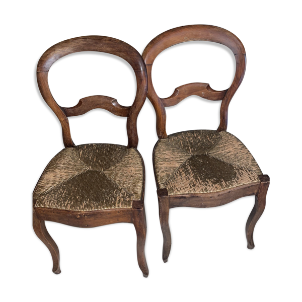 Lot de 2 chaises acajou Hêtre assise paille