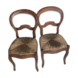 Set of 2 mahogany chairs Beech sitting straw