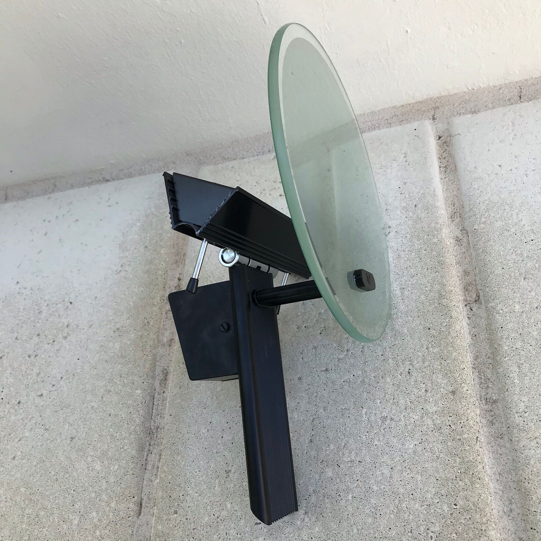 Glass and metal wall lamp 1980