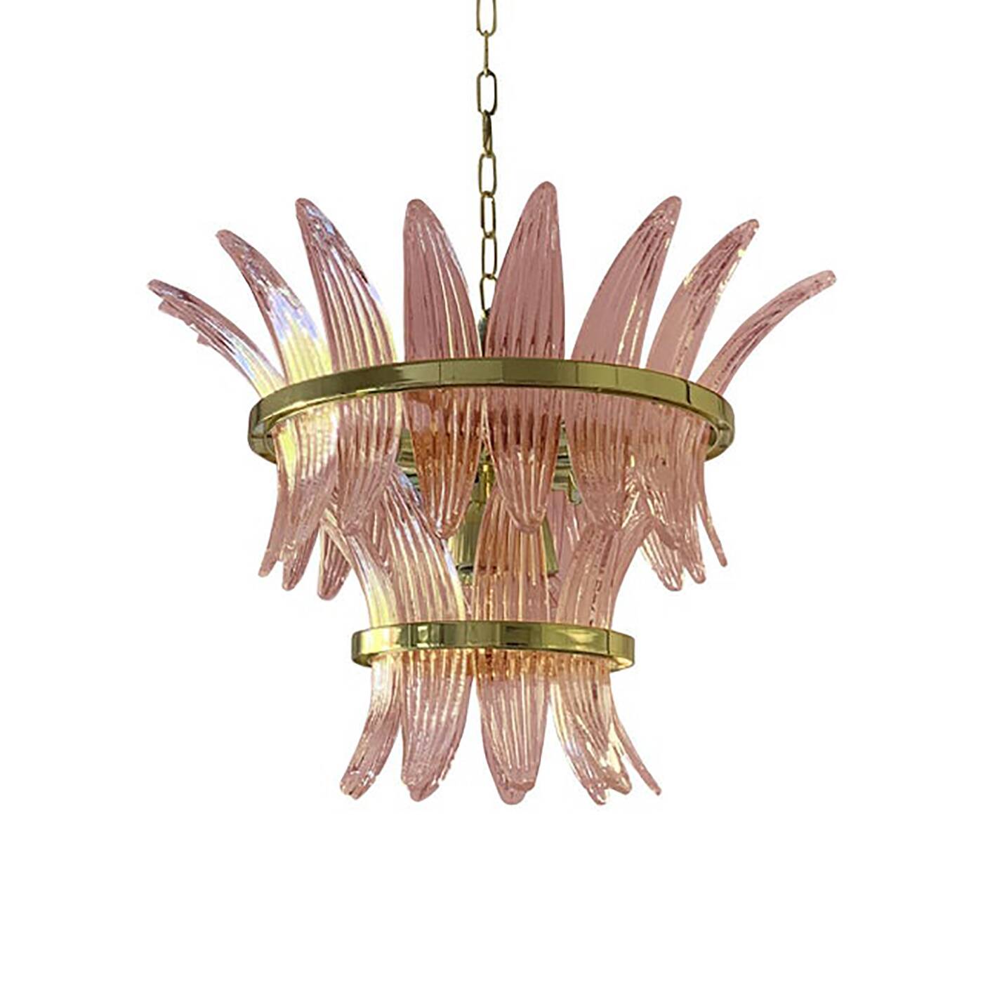 Contemporary Pink “Palmette” Murano Glass Chandelier