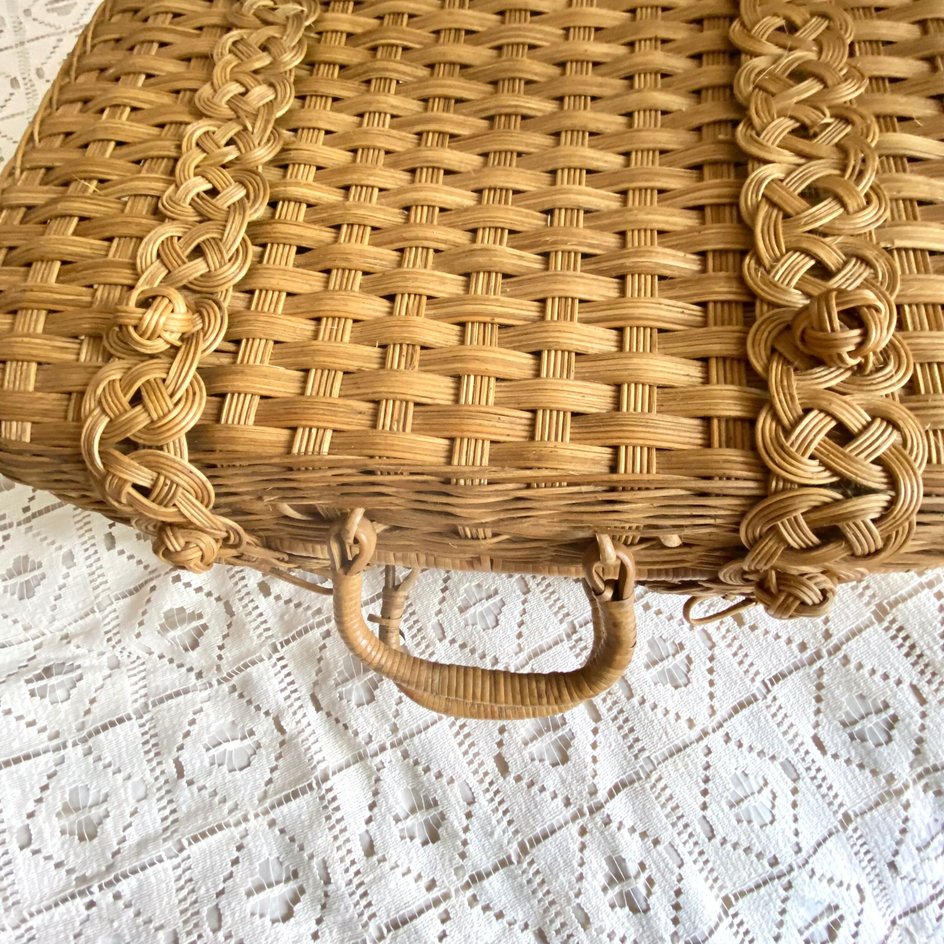 Vintage rattan suitcase
