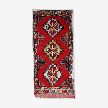 Turkish vintage carpet Yastik handmade 48cm x 107cm 1950s, 1C496