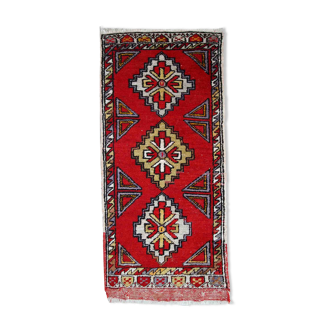 Tapis vintage turc yastik fait main 48cm x 107cm 1950s, 1c496