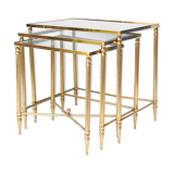 3 trundle tables in gilded brass