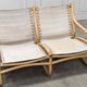 3-seater bench in rattan and thick cotton canvas