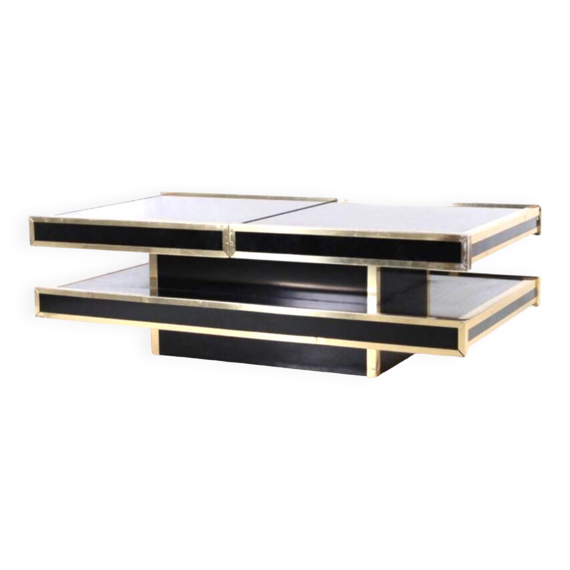 Brass and lacquered glass coffee table, circa 1979