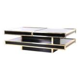 Brass and lacquered glass coffee table, circa 1979