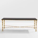 Table basse bambou laiton laque de Chine Maison Baguès 1950