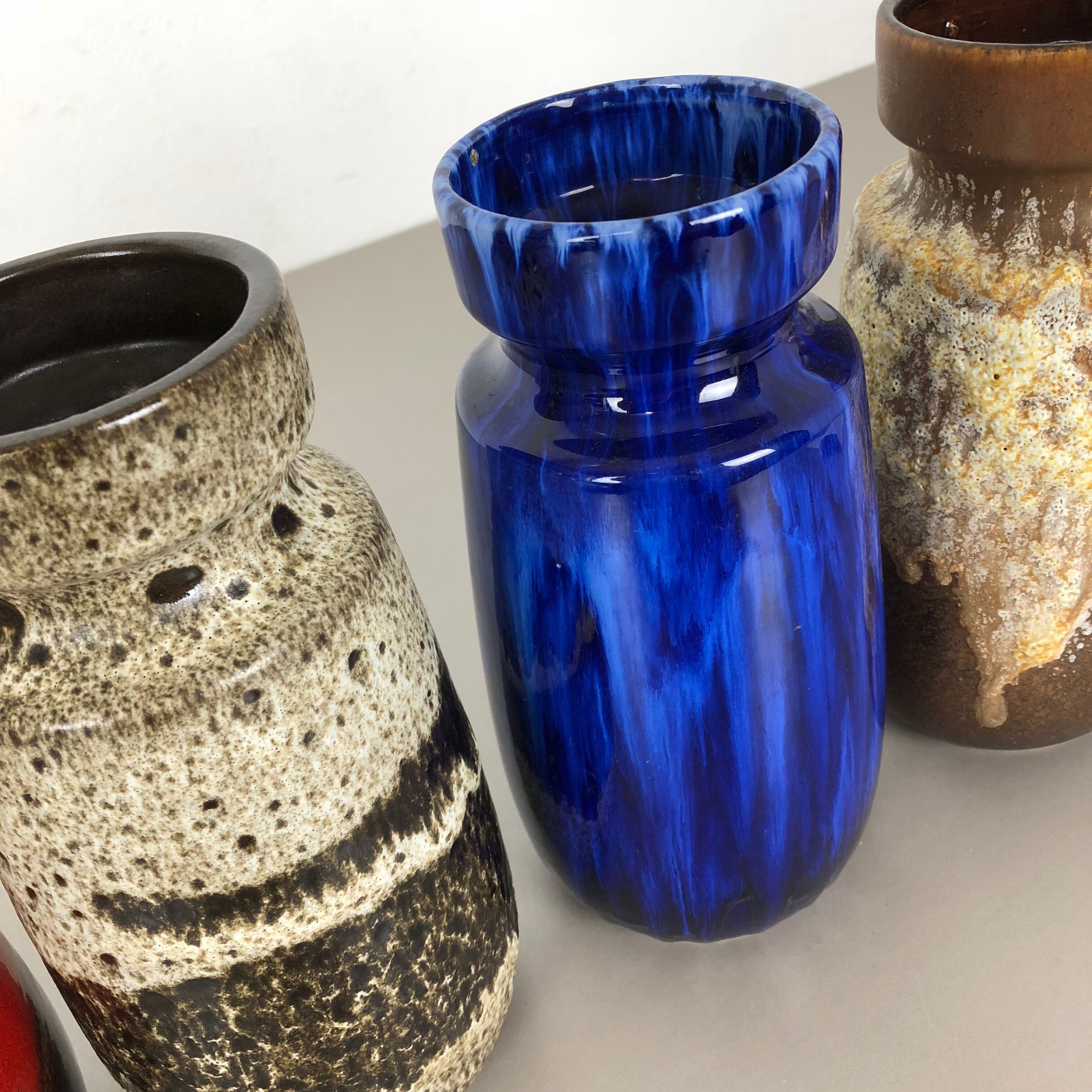 Set of four vintage pottery fat lava "242-22" vases made by Scheurich, Germany