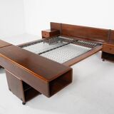 Mid-Century Modern Bed with Nightstands by Fabio Lenci for Bernini, Italy, 1970s