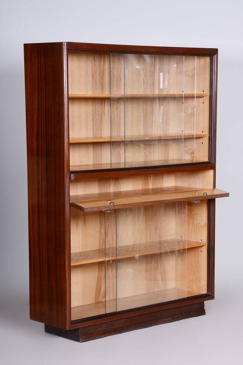 Art Deco Bookcase in Ash and Mahogany, Czech, 1940s