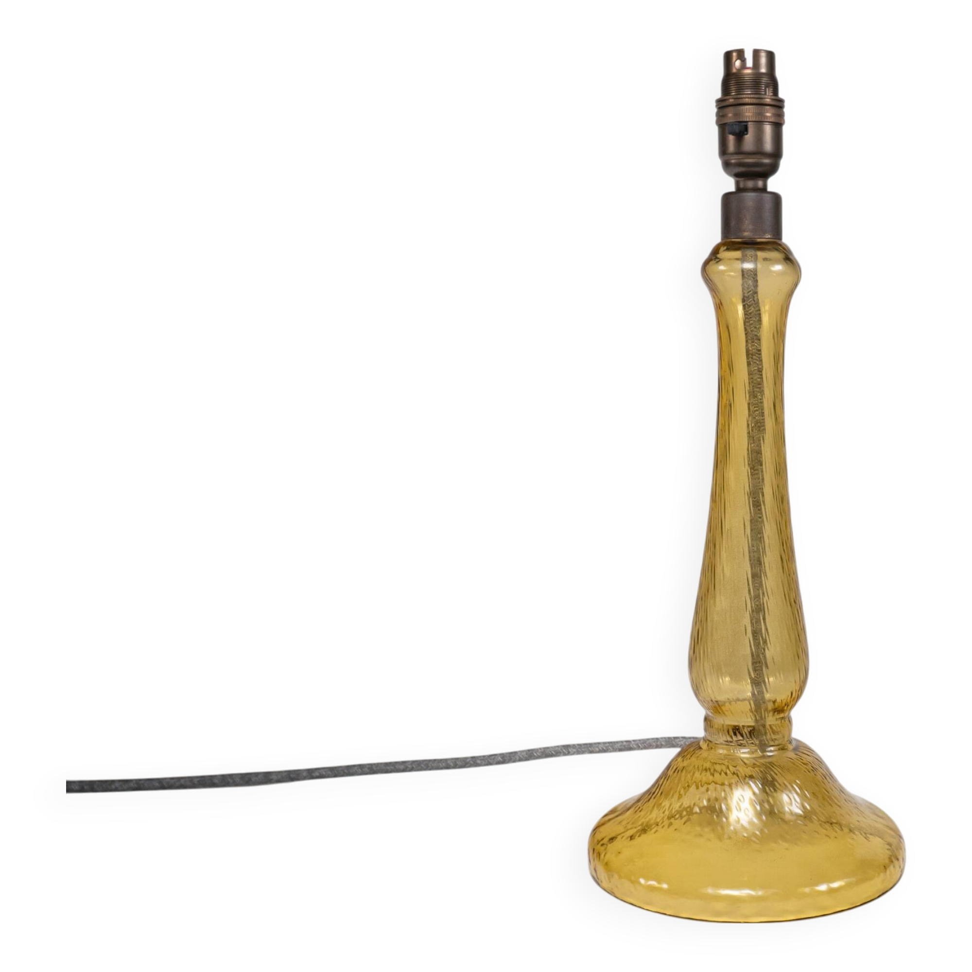 1950s Italian Amber Dimpled Textured Glass Table Lamp