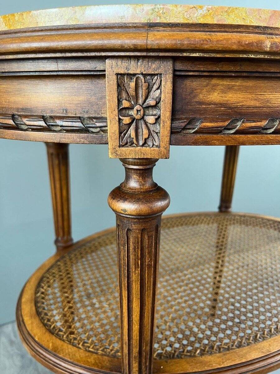 Side Table, Louis XVI Style Pedestal Table, Late 19th Century