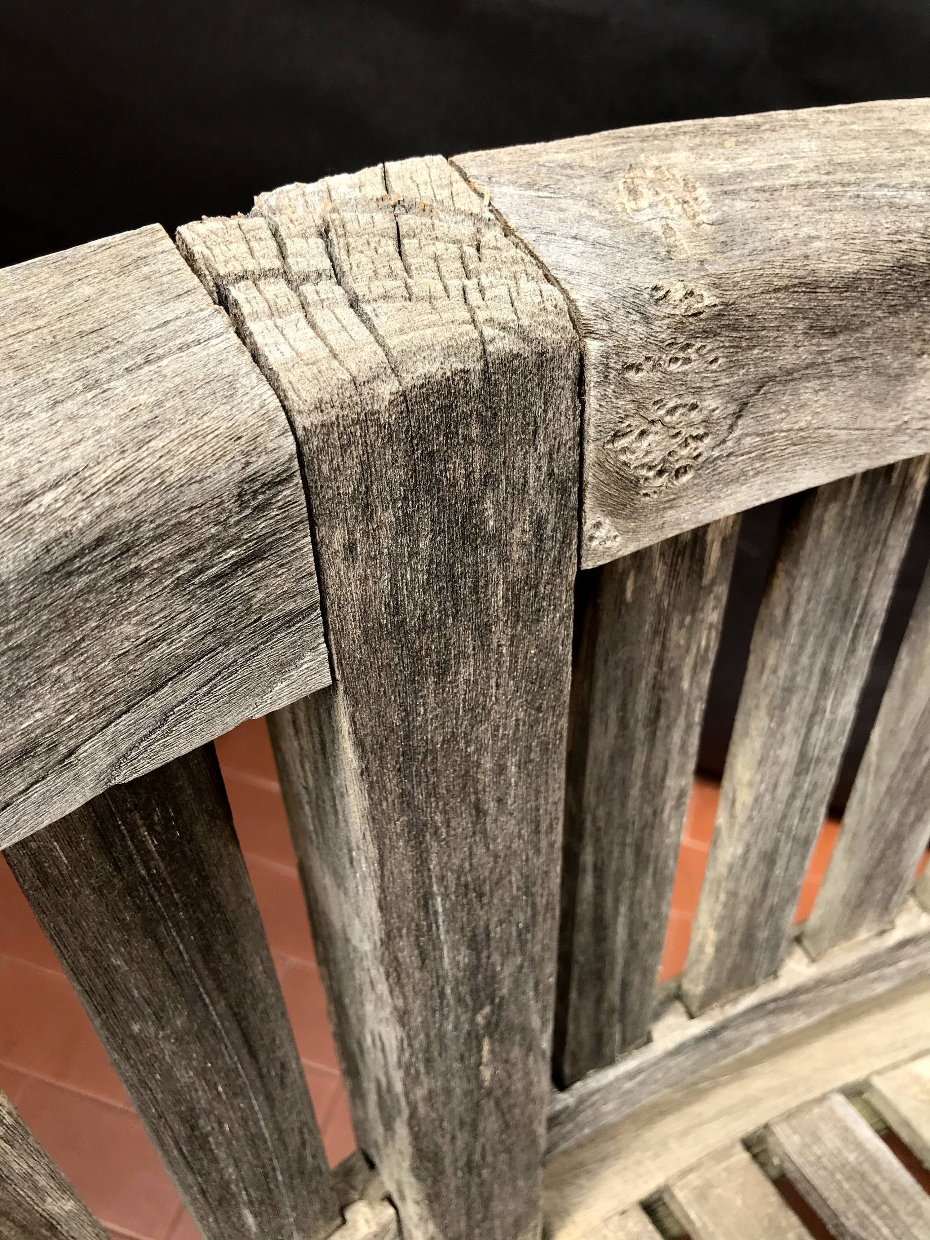 oval garden bench vintage solid teak "franck west" rare curved shape