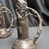 Art Nouveau pair of pewter vases signed W. Hering circa 1900