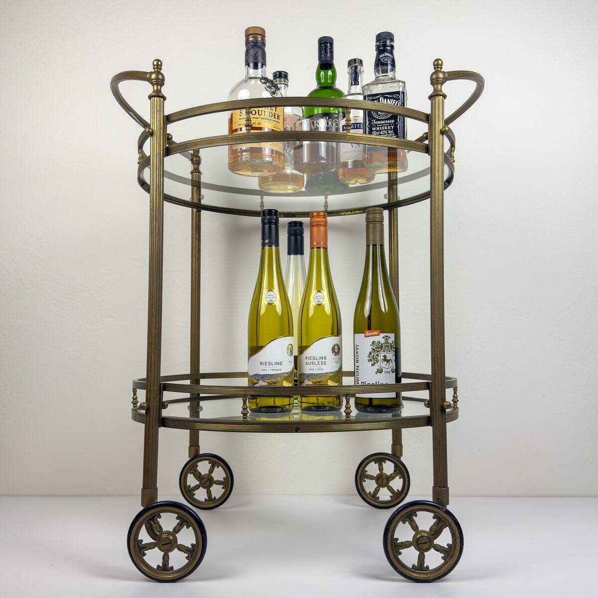 Vintage French brass bar cart, 1950s