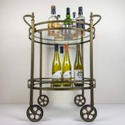 Vintage French brass bar cart, 1950s