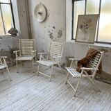 4 white wooden garden chairs