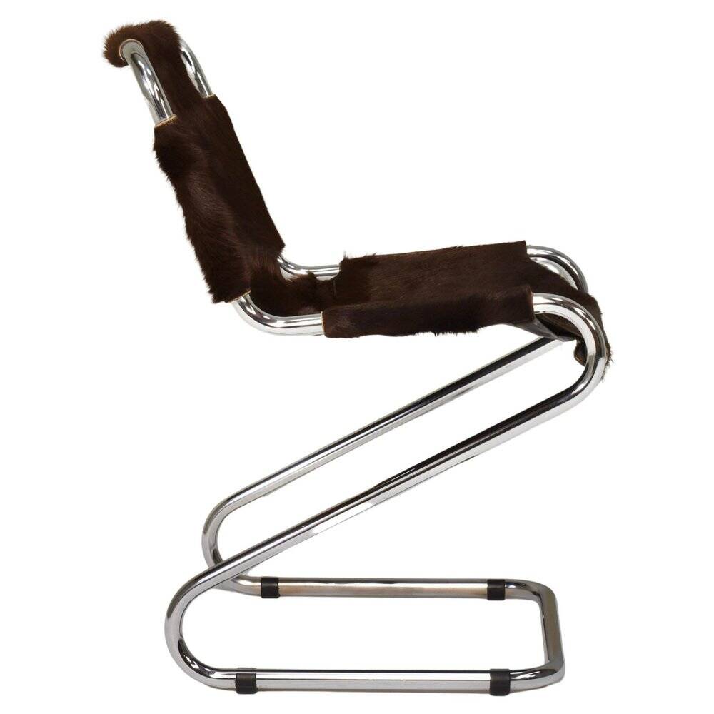 Vintage Italian chair in cowhide and chrome, 1970s
