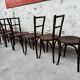 Set of 7 old Baumann bistro chairs in curved wood with round seat