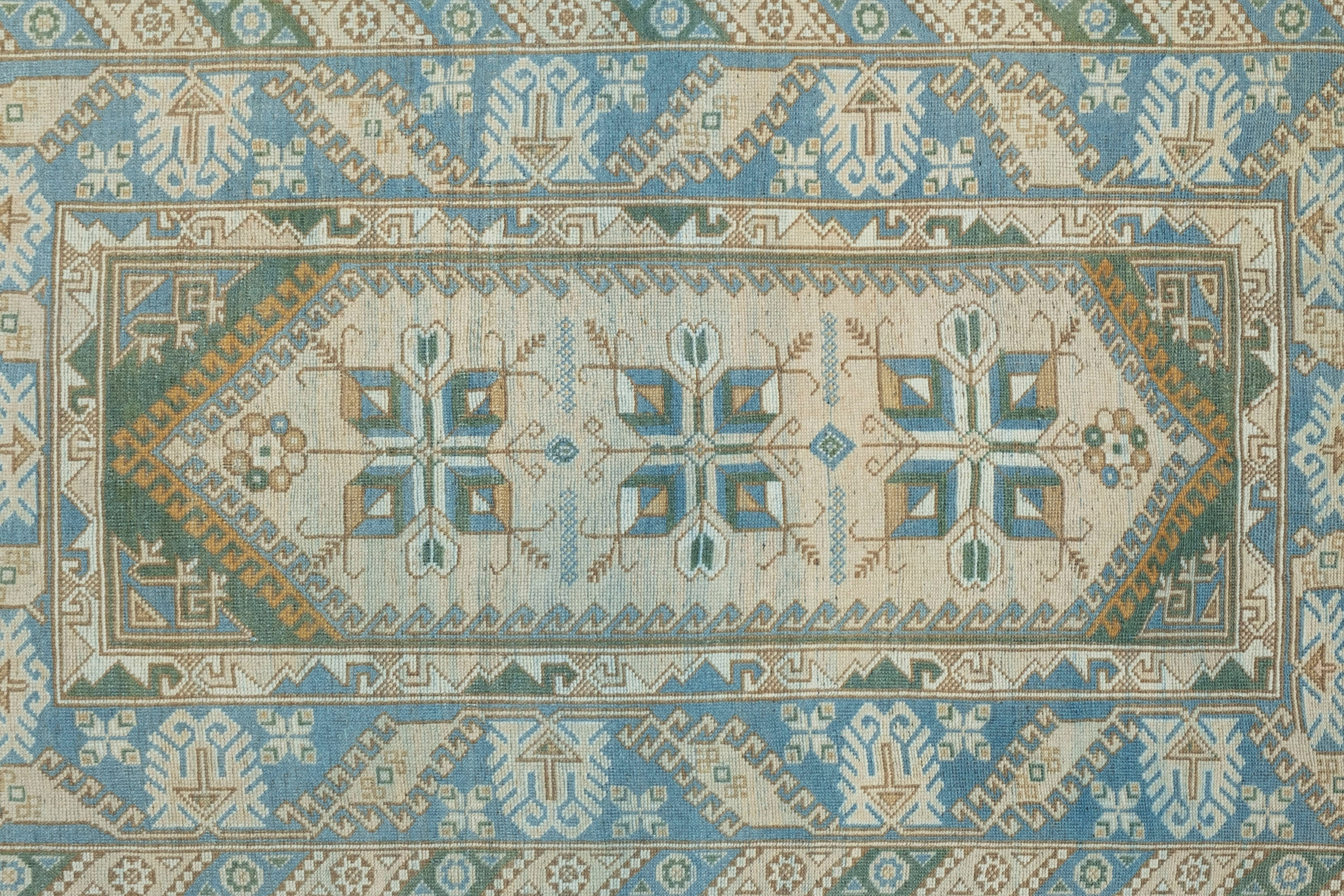 Distressed Vintage Blue Turkish Rug 4'1" X 6'9"