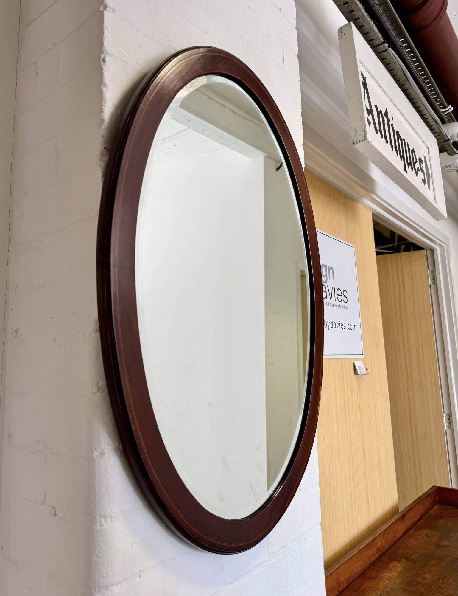 Antique Oval Mahogany Wall Mirror