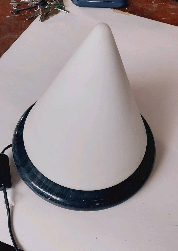 Murano glass and marble cone lamp, vintage design from the 1970s/80s