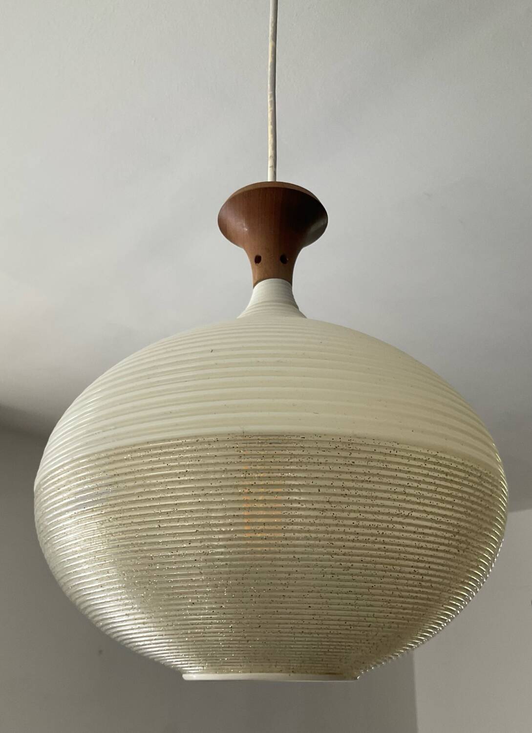 Rotaflex pendant light in Rhodoid and teak from the 1960s