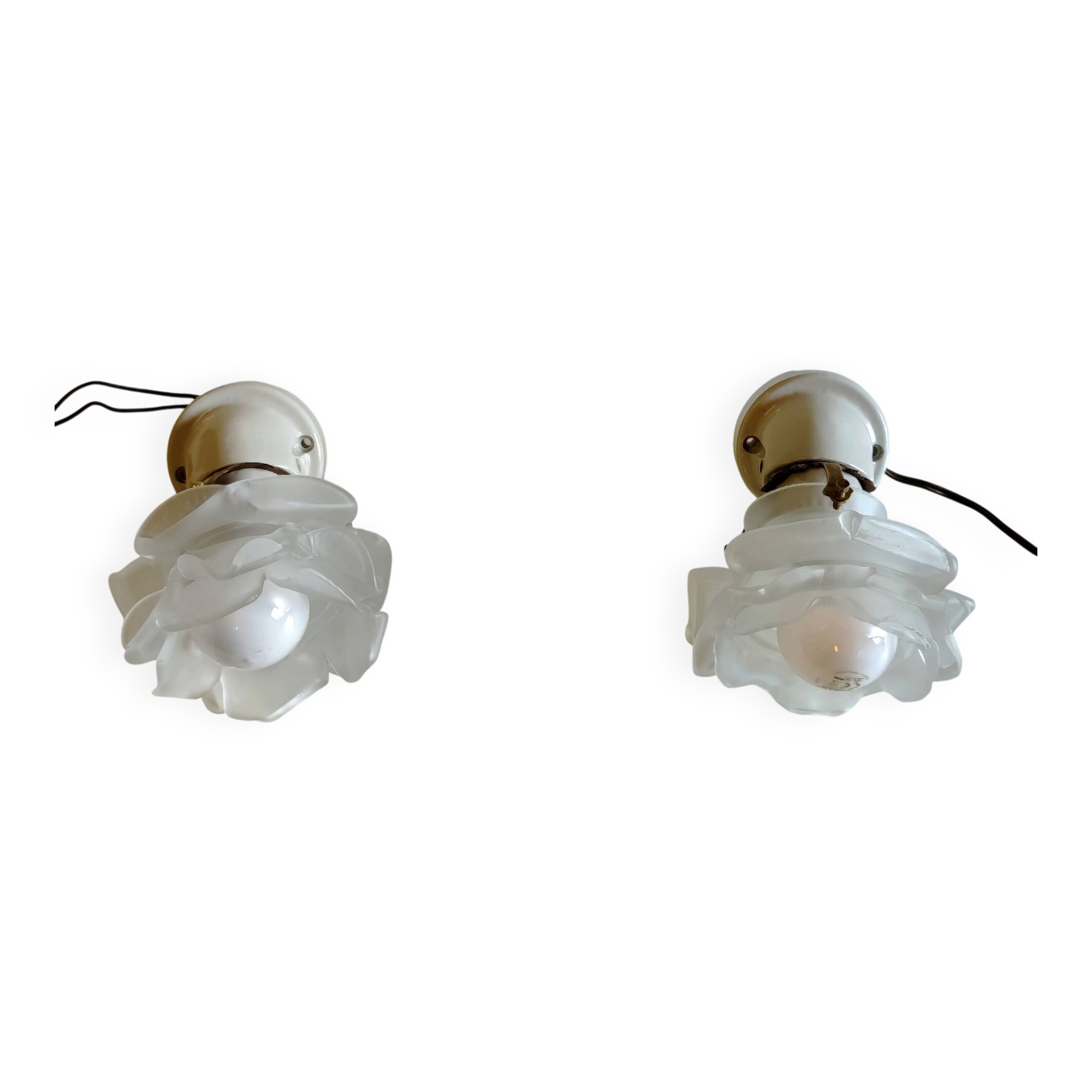 Art Deco wall lights in porcelain and glass paste - 1930s/40s